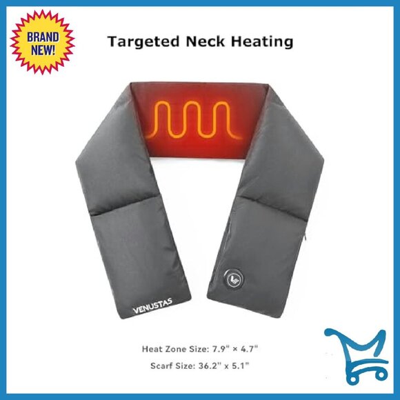 Heated Down Scarf with Battery 20H Warmth Unisex Winter Accessory - Picture 7 of 8